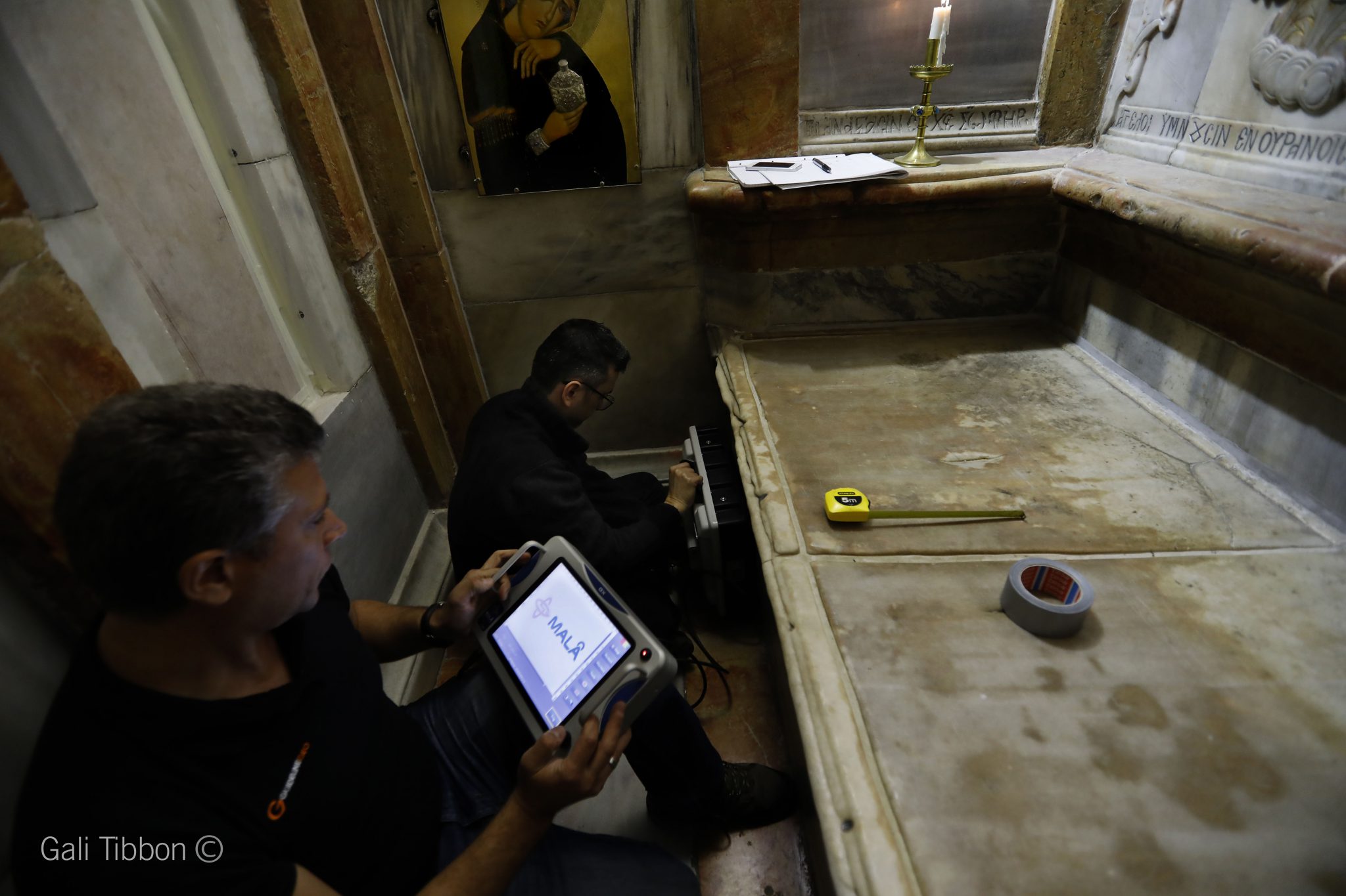 Two men subsurface mapping with GPR and resistivity meter