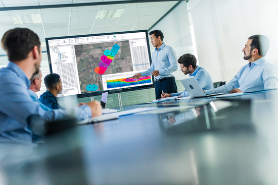 Man presenting AGS processing and inversion software