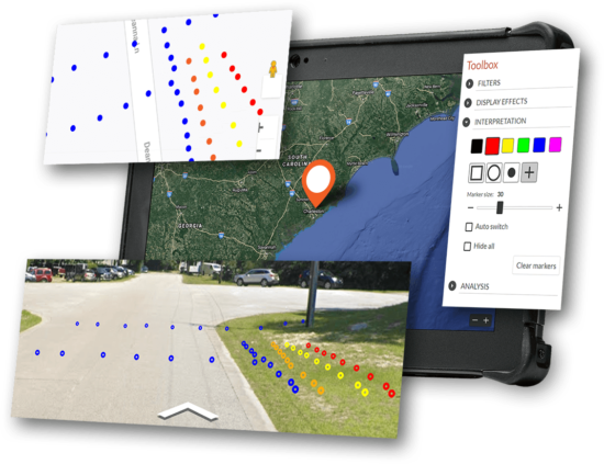 Visualise and present GPR data in 2D and 3D