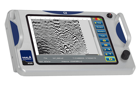 Data showing ground measurements with GPR, revealing two old mine tunnels