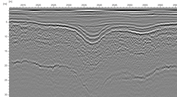 Data example from Asphalt Investigations with GPR
